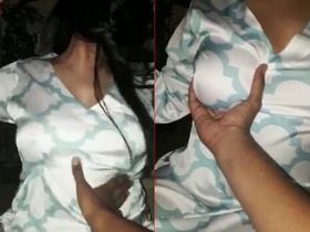 Doggy style with boobs pressed together for intense pleasure