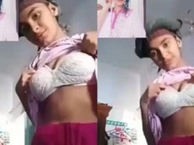 Stunning Indian girl flaunts her lovely breasts