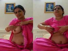Desi nurse in pink salwar kameez moans in selfie video