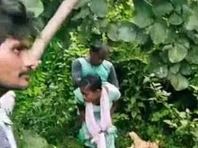 A rural girl experiences outdoor sex with a group of men