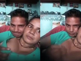 Aunty's big boobs on full display for lover