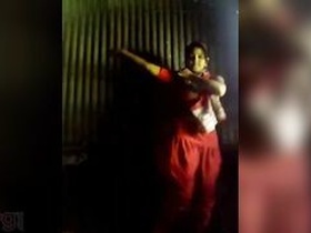Bangladeshi girl with big boobs seductively dances in a sari