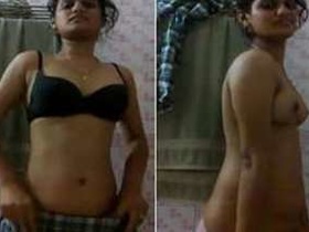 Indian desi teen strips naked in bathroom and showcases XXX charms