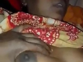 Hubby presses boobs of bengali wife
