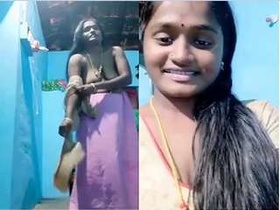 Exclusive video of a horny Tamil bhabhi baring her breasts and pussy