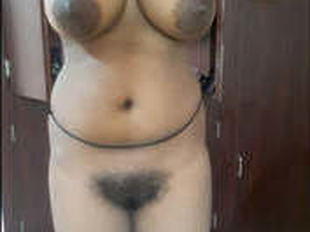 Cute girl with big boobs shows off her body in a video call