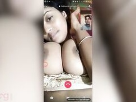 Desi XXX flaunts her large breasts in a seductive video call