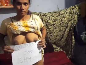 Indian wife flaunts her big boobs and pussy in village