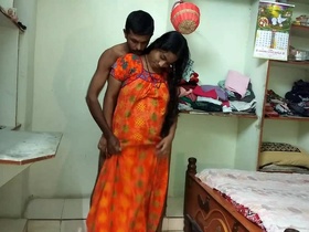 Telugu wife gives a blowjob in the kitchen
