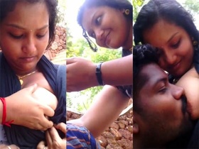 Mallu girl with big boobs enjoys outdoor sucking and fucking
