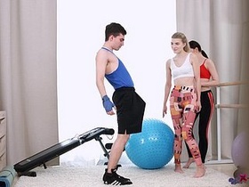 Gym-loving threesome with two girls and Rin White in incredible tag team action