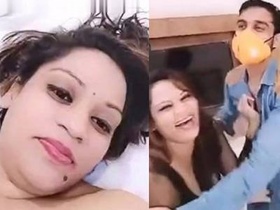Indian couple enjoys a threesome in a hotel room