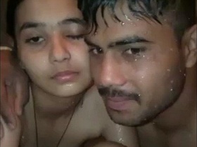 Cute couple enjoys bathing and making love in India