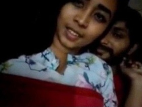 Horny guy gives his girlfriend's boobs a squeeze and rubs his cock on her ass