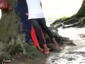 Outdoor fingering session with girl in hijab