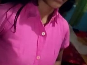 College girlfriend with big boobs gets naughty on camera