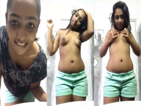 Sri Lankan girl's striptease and boob show for her boyfriend